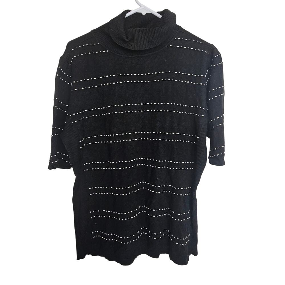 White House Black Market Striped Turtleneck Sweater Sz XL Classic Stretch Career